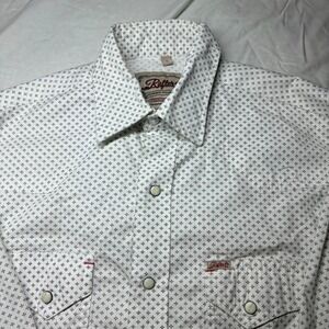 Rafter C Cowboy Collection Mens White Geometric Pearl Snap Western Shirt Small